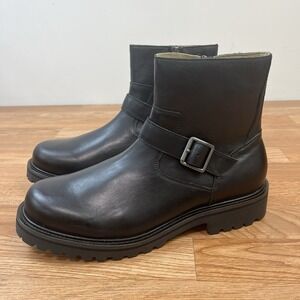 Banana Republic Black Leather Mid‎ Moto Boots Women's Size 10.5 NEW